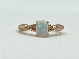 10K Yellow Gold & Synthetic Opal Stone Ring 2.2g